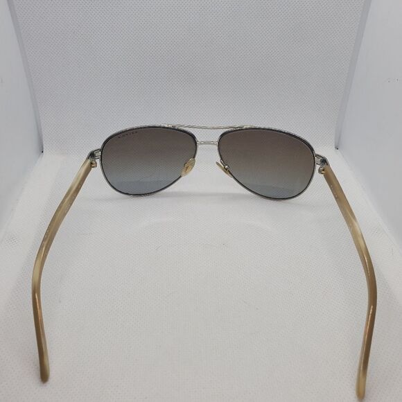 Ralph Lauren Polarized Silver & Tan Aviator Sunglasses - Picture 12 of 16